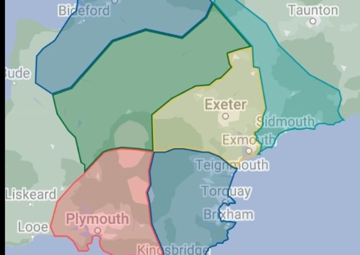 How Devon's local authorities could be redrawn, according to   the Exeter Urbanist in a post on X