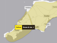 Yellow warning issued for snow and ice across Devon