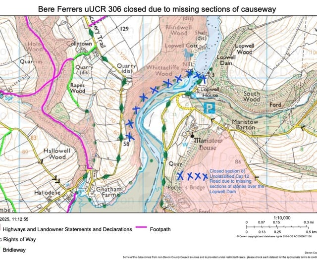 Dislodged stones force closure on Lopwell Dam Causeway