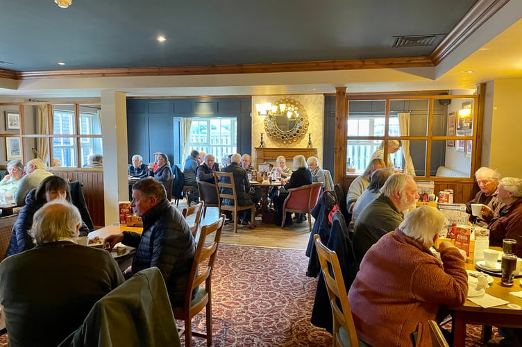 The group enjoying the New Year lunch at the Red Deer pub in Crediton