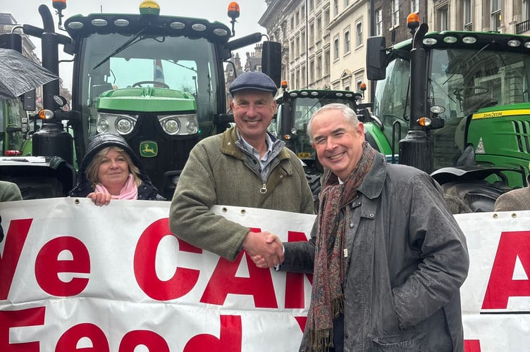 Sir Geoffrey Cox met with farmers at the rally outside Westminster which attracted more than 1000 tractors ahead of the debate of the an NFU e-petition. (Picture: Sir Geoffrey Cox MP)