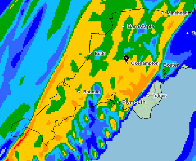 Yellow weather warning for West Devon