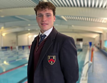 Barnaby Ryder pictured at his school's pool at Mount Kelly College planning his Channel swim, having broken a world record open-water swim.