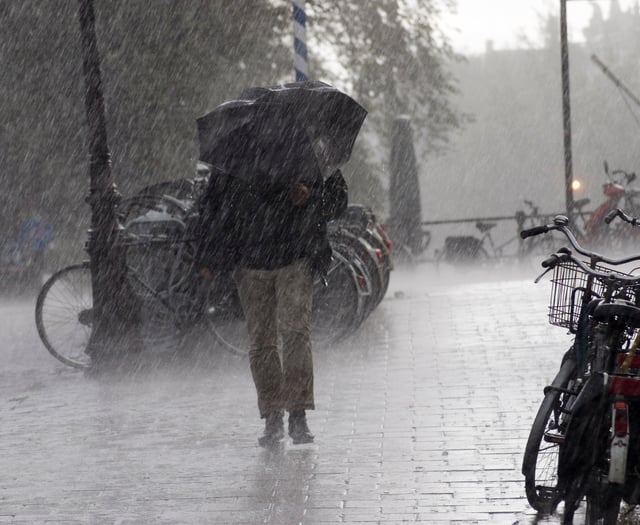Heavy rain with strong winds today clearing to patchy skies tomorrow
