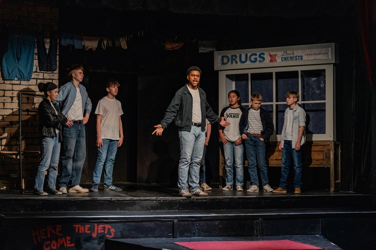 Jon-Christopher as Riff and the Jets in West Side Story at Shebbear College