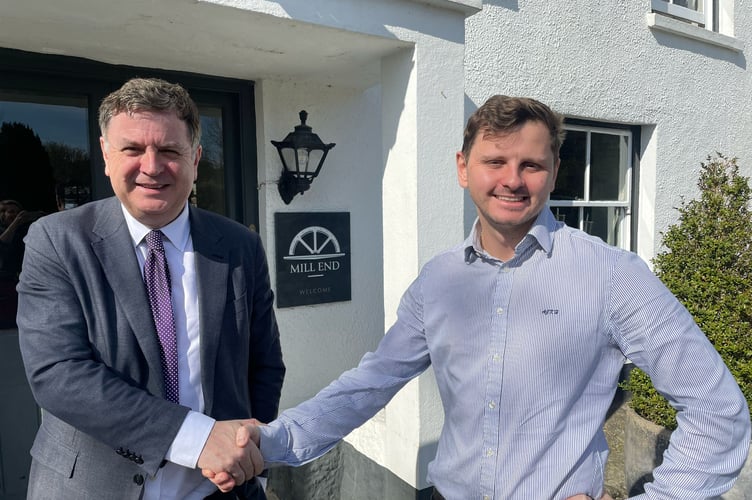 Alex Horsall of Mill End Hotel, Chagford had a visit from Mel Stride MP
