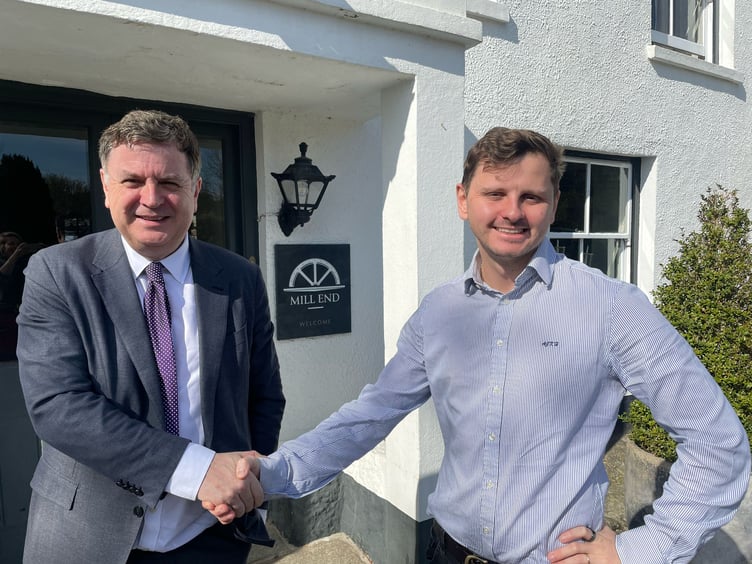 Alex Horsall of Mill End Hotel, Chagford had a visit from Mel Stride MP