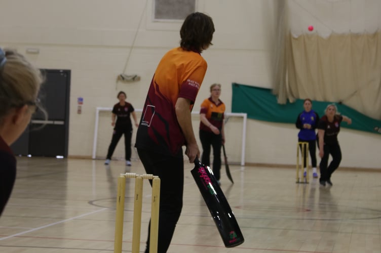 Moorland Maidens batting as they win the match crowning them as Devon Indoor Softball Cricket champions. Picture by Chris Cottrell.