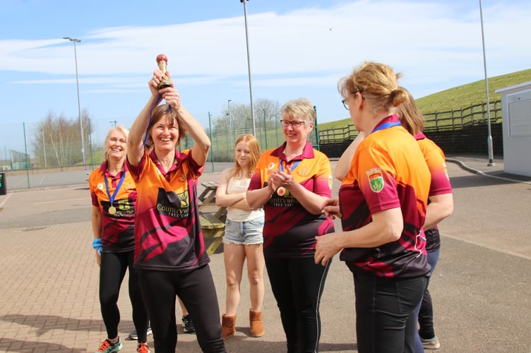 Moorland Maidens triumphant as Devon Champions of Indoor Softball Cricket.