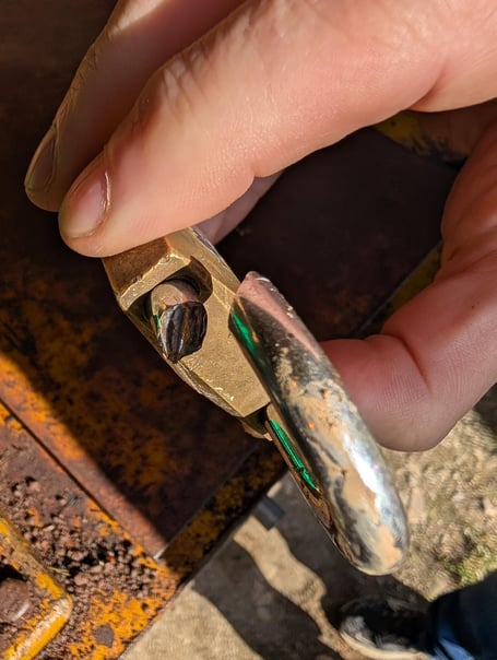One of the four locks that were cut at the cricket club.