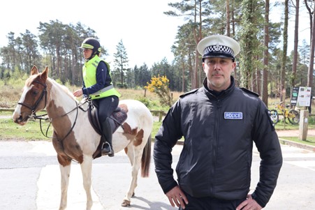 Devon & Cornwall Police Sgt Owen Messenger advising drivers to stay a safe distance away from horse riders to avoid scaring the horses and throwing their riders.