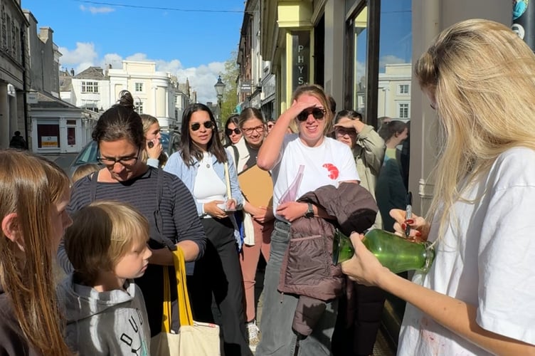 Crowds were waiting outside the shop to see Sophie.
