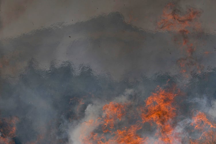Stock image of fire on Dartmoor. Controlled buring from 2016