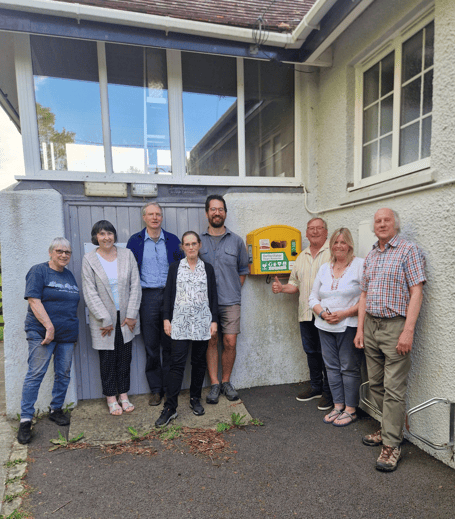 The lifesaving defibrillator thats been installed at the Belstone village hall.