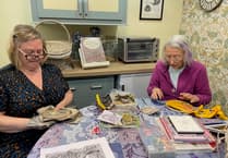 Tavistock needle crafters' display in library