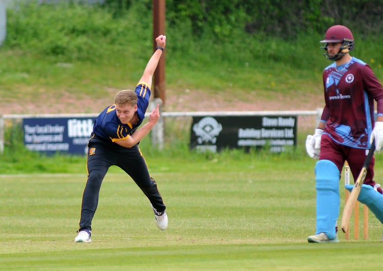Devon Cricket League A Division. Torquay and Kingskerswell versus Tavistock.  Tavistock bowler Jack Smyly
