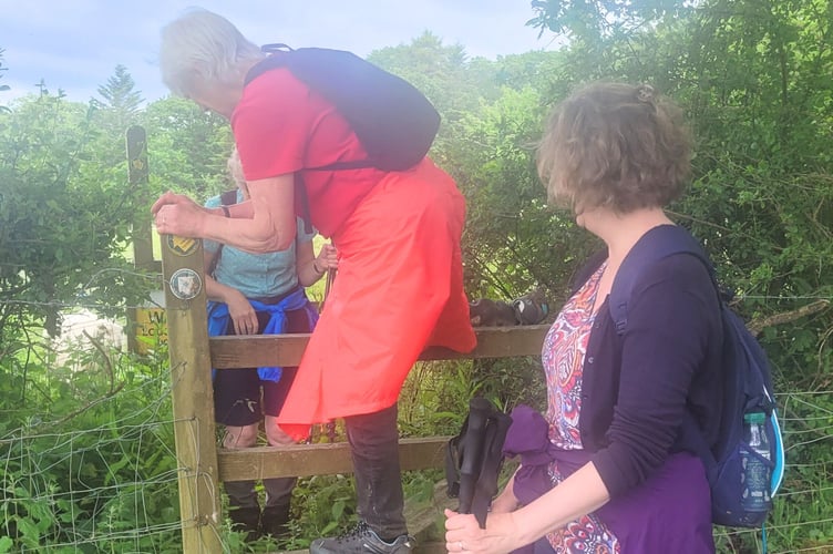 Climbing over a stile
