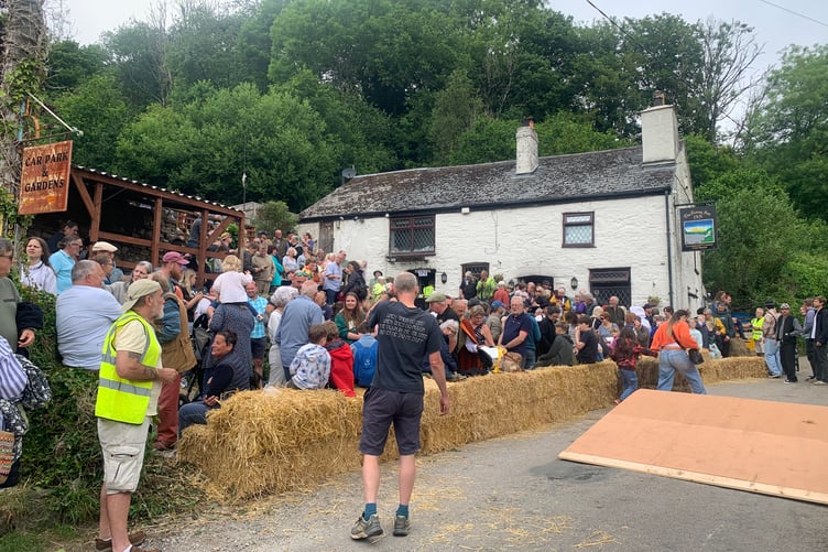 The Gunnislake Rising Sun Inn attracted the crowds with the fourth annual Soapbox Derby. (Picture: Sarah Martin)