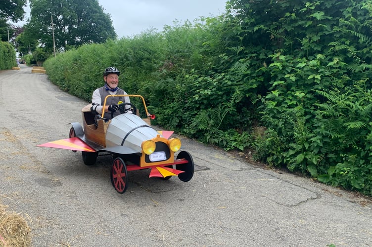 It's all smiles from Chris Venning with Chitty Chitty Bang Bang who completed both runs and thrilled spectators. (Picture: Sarah Martin)