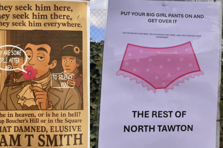 The posters that were found around North Tawton.