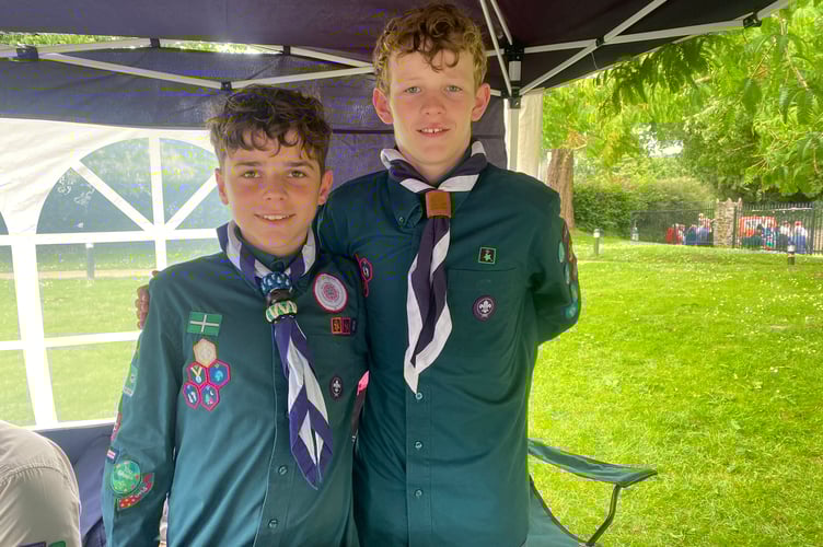 Two smart members of Buckland Scouts at the village summer fair.
