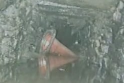 A traffic cone was one of more than 8,000 items that South West Water work to clear from sewer pipes each year. (Picture: South West Water)