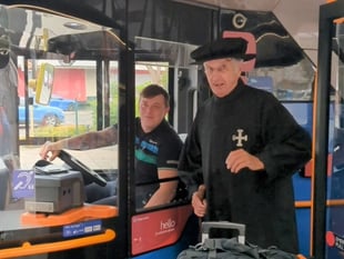 'Brother on a bus' visits Devon