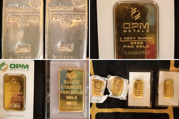 Gold and silver bars were taken