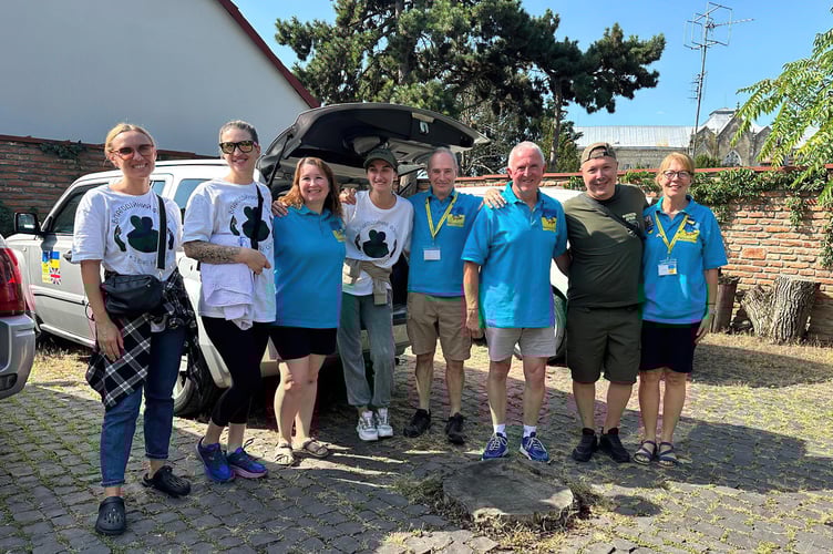 Ukraine aid charity Nightingales UK handing over a 4x4 drive car to be used on the Ukraine/Russian war frontline.