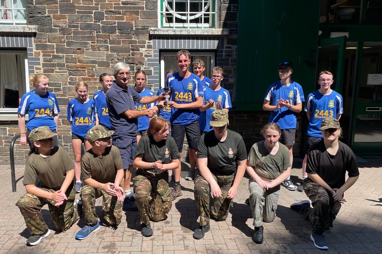 The Okehampton air cadets being presented with their trophy.