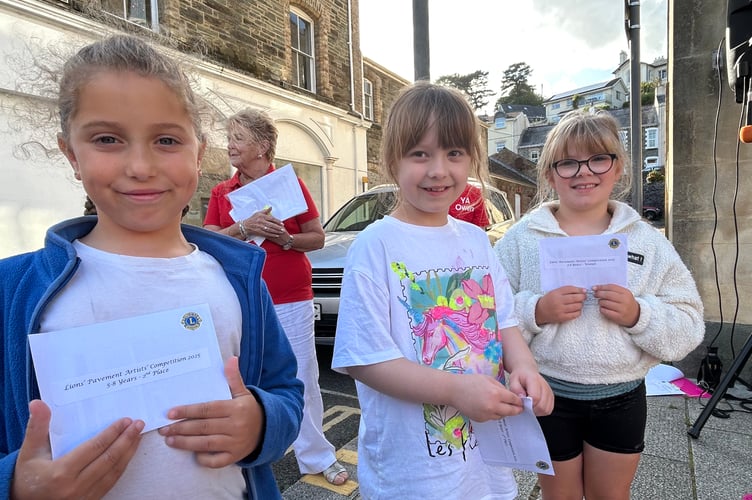Pictured are the 5-8 age category winners: Celia Lyle-Fisher (third), Juno Venning (second) and Indie Gliddon (first).