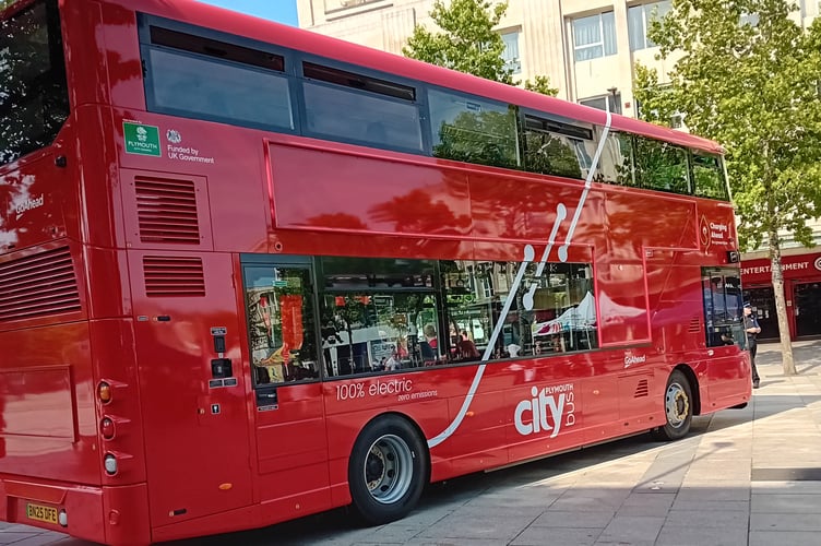One of the new fleet of electric buses in Plymouth. 