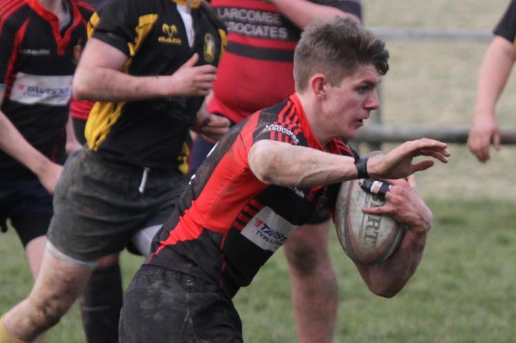 Luke with the ball in Tavistock Rugby Club's Colts back in 2015. Picture: Chris Hair.