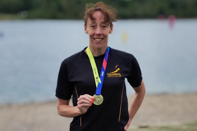 Tavistock Swimming Club's Sam Lake won a gold medal at the National Masters Swimming Championships having triumphed at the National Aquathlon Championships the day before.