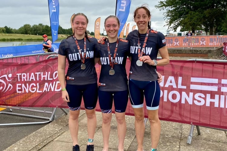 The Walker sisters and Sam Lake, of Tavistock Swimming Club scooped medals at the National Aquathlon Championships last weekend.