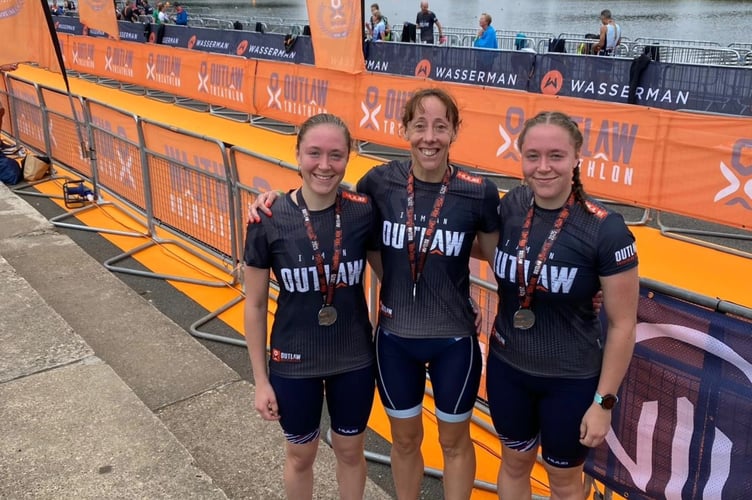 The Walker sisters Hannah and XXX and Sam Lake, of Tavistock Swimming Club scooped medals at the National Aquathlon Championships last weekend.