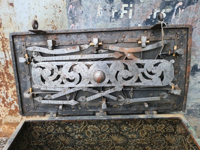 The inside of the strongbox.