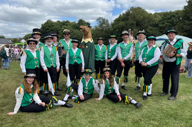 Exeter Morris and their Hobby Horse performed at Dartmoor Folk Festival. AQ 8985