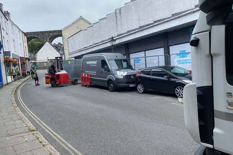 The fire-damaged Tavistock Co-op on Market Street is having its equipment and stock removed as the branch is renovated.