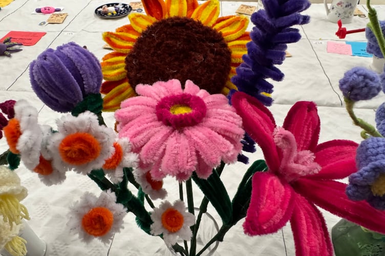 Handmade flowers in the Open Section at Okehampton Show. AQ 9802