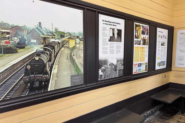 A section of the heritage project in Crediton Railway Station’s waiting room.  AQ 0820
