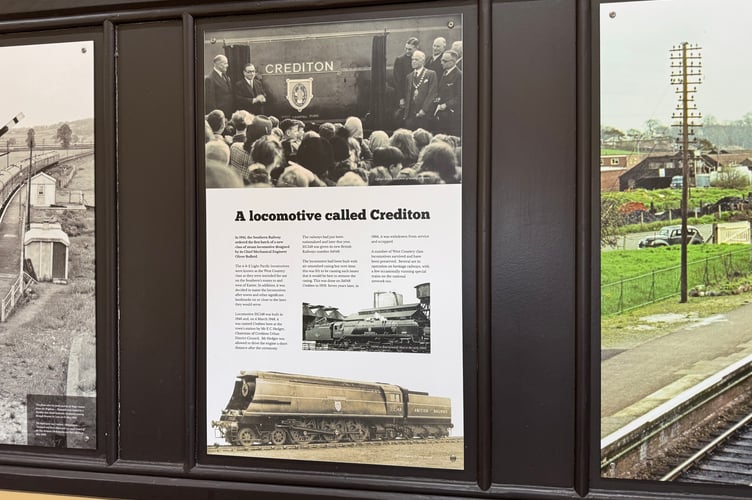 Some of the historic railway photographs and panels about the history of the railway in the town and area in the station’s waiting room.  AQ 0821
