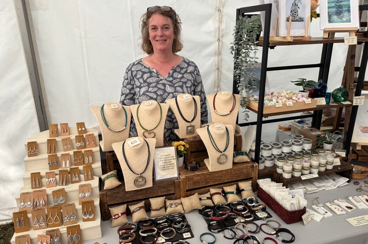 Fi McKnight of Moor Elements, South Zeal, makes beautiful and unique handmade gifts such as earrings, necklaces, rings, room fresheners, bracelets, cards candles and much more. AQ 0995