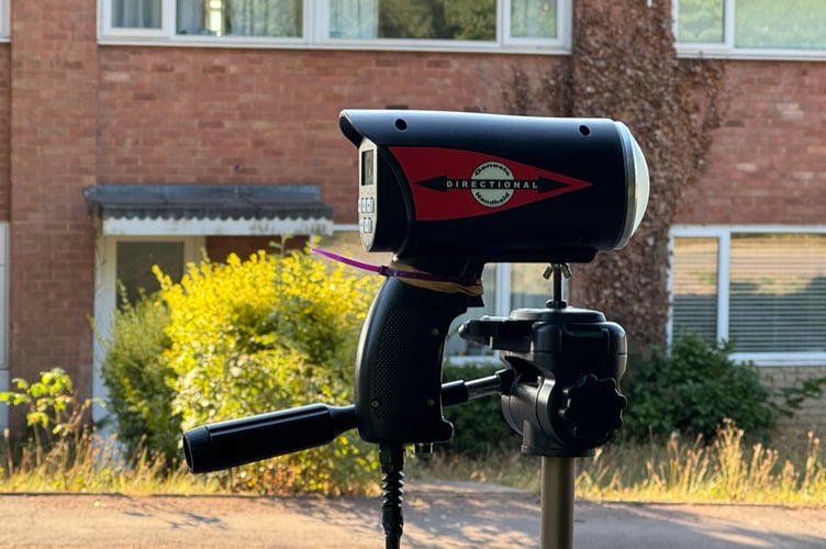 The Crediton Speedwatch camera. AQ 1164