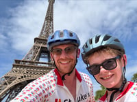 Father and son complete epic London to Paris cycle ride