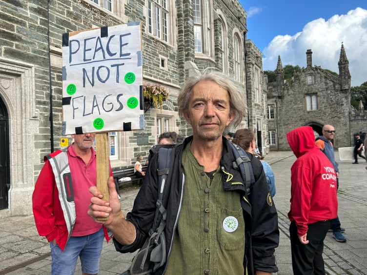 Andrew Pratt, from Tavistock, was among supporters backing up the Tavistock Peace Action Group in their protest in Bedford Square last Friday.