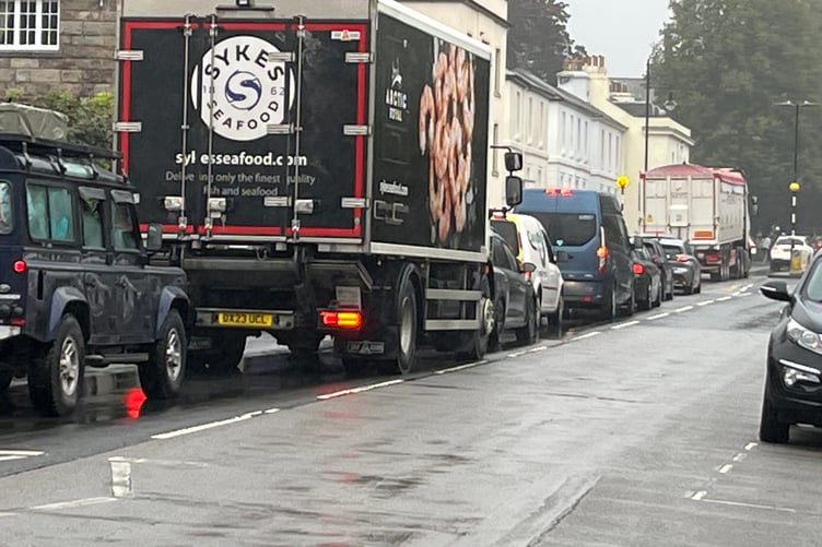 Queues of traffic on Plymouth Road. Picture: Alison Stephenson
