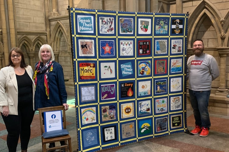 Cornwall's 'Speak Their Name' memorial quilt which was unveiled at Truro Cathedral on September 15 and will be exhibited at St Mary's Parish Church during Honey Fair.