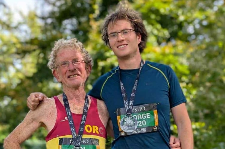 Ben Wood and Ian Ripper after competing the Cardiff half marathon.