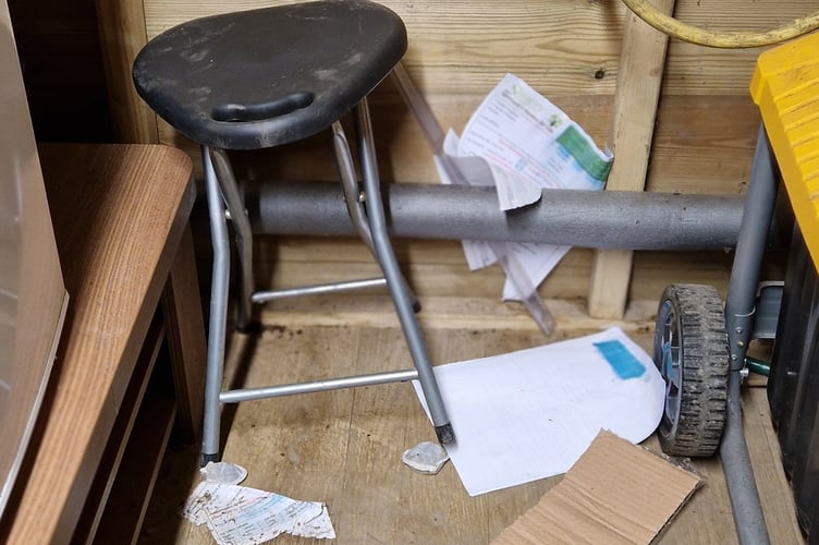 Vandals struck at Tavistock Sensory Garden, scattering damaging the shed which houses the kitchen and store and throwing items around the inside.